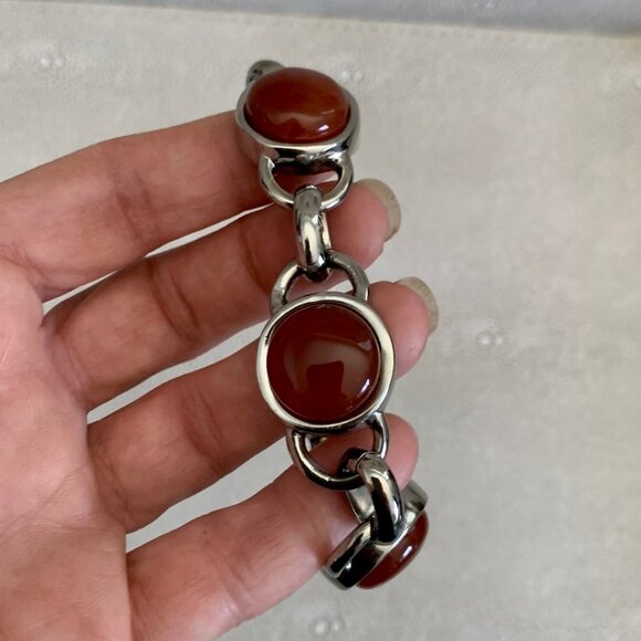 Dyrberg/Kern Christiane genuine Carnelian chain link bracelet - Picture 7 of 8